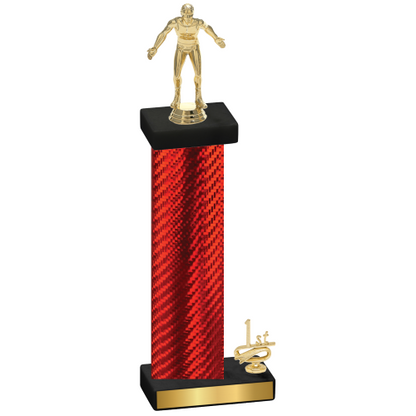 Accented Single Red Carbon Fiber First Place Wrestling Trophy