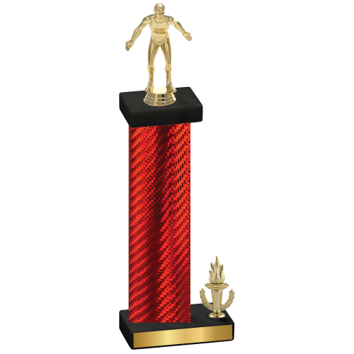 Accented Single Red Carbon Fiber Victory Wrestling Trophy