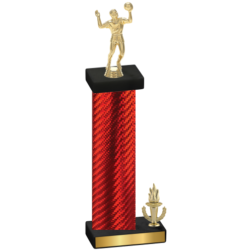 Accented Single Red Carbon Fiber Victory Volleyball Trophy