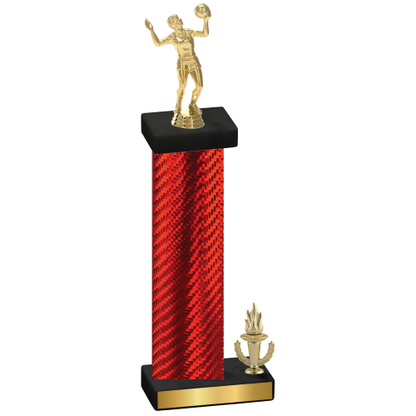 Accented Single Red Carbon Fiber Victory Volleyball Trophy