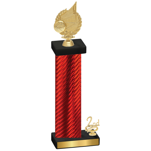 Accented Single Red Carbon Fiber Second Place Volleyball Trophy