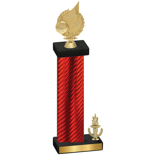 Accented Single Red Carbon Fiber Victory Volleyball Trophy