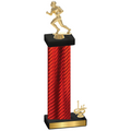 Accented Single Red Carbon Fiber First Place Football Trophy