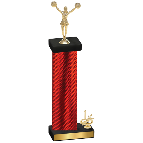 Accented Single Red Carbon Fiber First Place Cheerleading Trophy