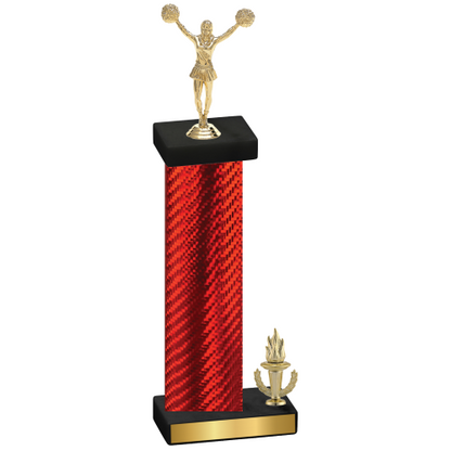 Accented Single Red Carbon Fiber Victory Cheerleading Trophy