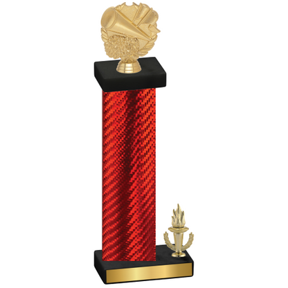 Accented Single Red Carbon Fiber Victory Cheerleading Trophy