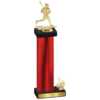 Accented Single Red Carbon Fiber First Place Lacrosse Trophy