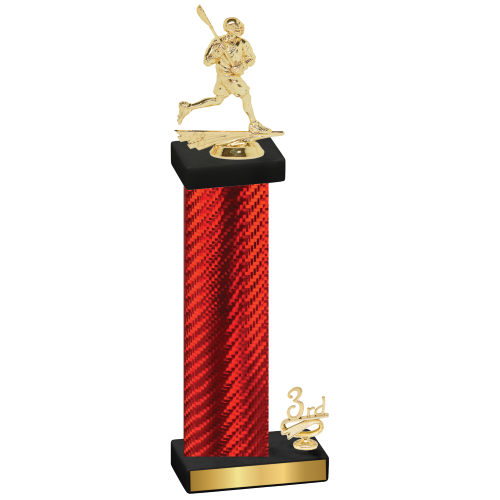 Accented Single Red Carbon Fiber Third Place Lacrosse Trophy