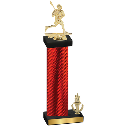 Accented Single Red Carbon Fiber Victory Lacrosse Trophy