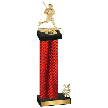 Accented Single Red Carbon Fiber Year Lacrosse Trophy