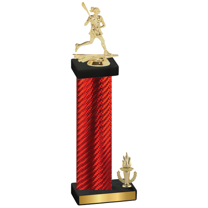 Accented Single Red Carbon Fiber Victory Lacrosse Trophy