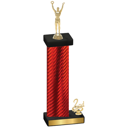 Accented Single Red Carbon Fiber Second Place Victory Trophy