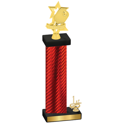 Accented Single Red Carbon Fiber First Place Pickleball Trophy