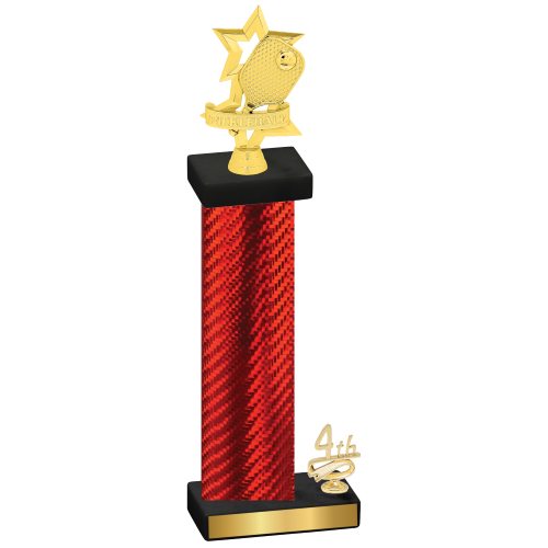 Accented Single Red Carbon Fiber Fourth Place Pickleball Trophy