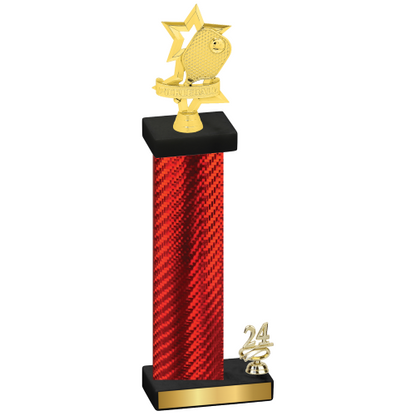 Accented Single Red Carbon Fiber Year Pickleball Trophy