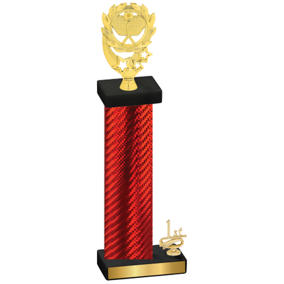 Accented Single Red Carbon Fiber First Place Pickleball Trophy