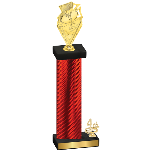 Accented Single Red Carbon Fiber Fourth Place Pickleball Trophy