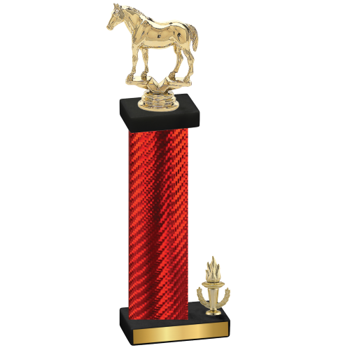 Accented Single Red Carbon Fiber Victory Horses Trophy