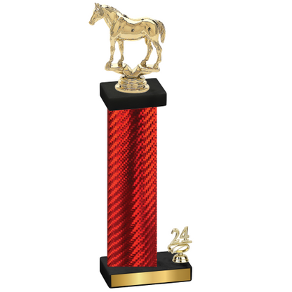 Accented Single Red Carbon Fiber Year Horses Trophy