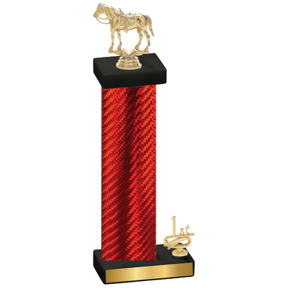 Accented Single Red Carbon Fiber First Place Horses Trophy