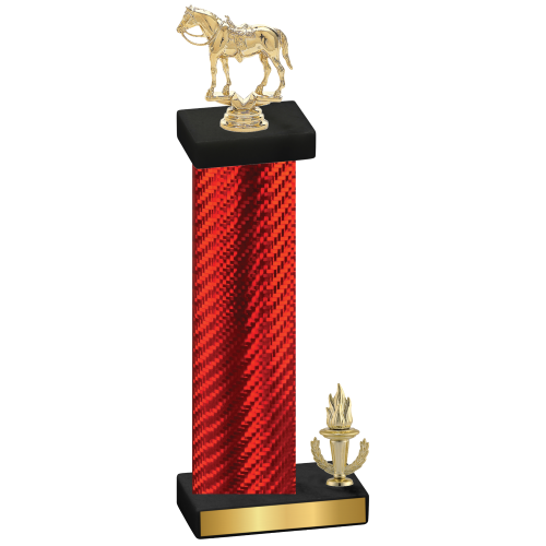 Accented Single Red Carbon Fiber Victory Horses Trophy