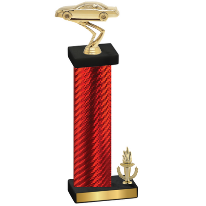 Accented Single Red Carbon Fiber Victory Cars Trophy