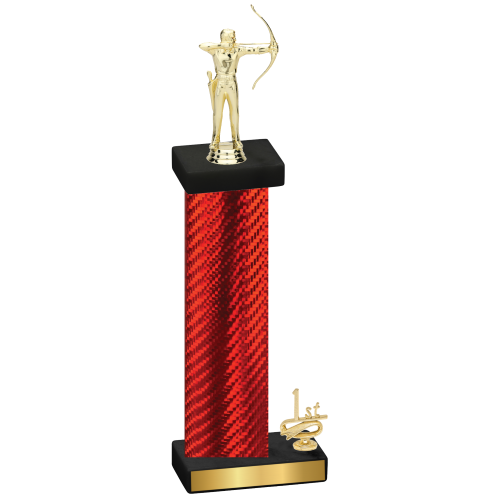 Accented Single Red Carbon Fiber First Place Archery Trophy