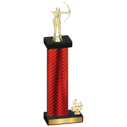 Accented Single Red Carbon Fiber Fourth Place Archery Trophy