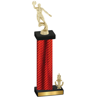 Accented Single Red Carbon Fiber Victory Basketball Trophy