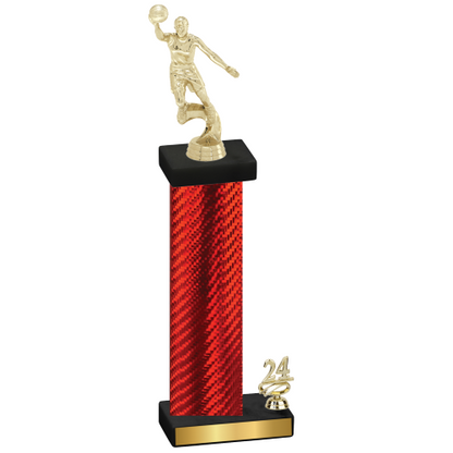 Accented Single Red Carbon Fiber Year Basketball Trophy