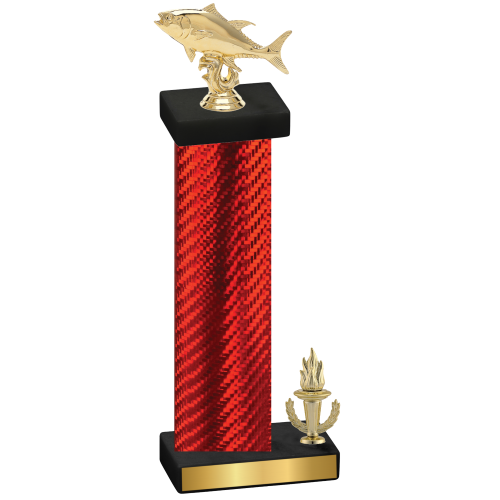 Accented Single Red Carbon Fiber Victory Fishing Trophy