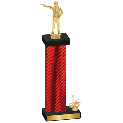 Accented Single Red Carbon Fiber First Place Shooter Trophy