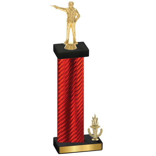 Accented Single Red Carbon Fiber Victory Shooter Trophy