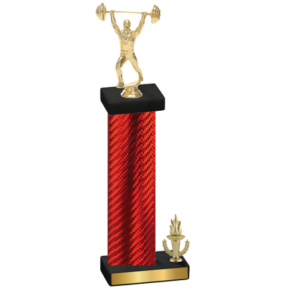 Accented Single Red Carbon Fiber Victory Weights Trophy