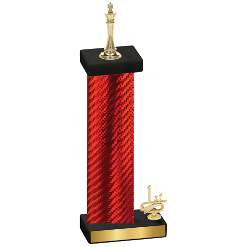 Accented Single Red Carbon Fiber First Place Chess Trophy