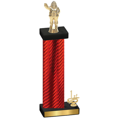 Accented Single Red Carbon Fiber First Place Holiday Trophy