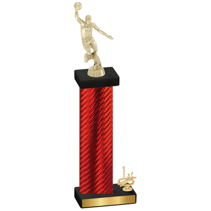 Accented Single Red Carbon Fiber First Place Basketball Trophy