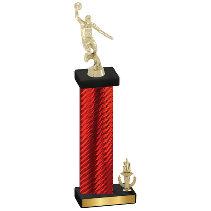 Accented Single Red Carbon Fiber Victory Basketball Trophy