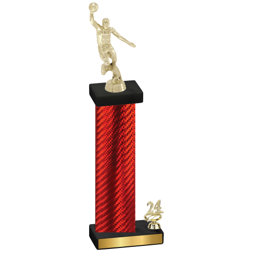 Accented Single Red Carbon Fiber Year Basketball Trophy