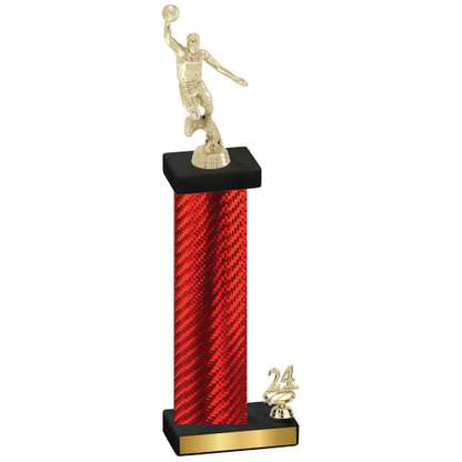 Accented Single Red Carbon Fiber Year Basketball Trophy