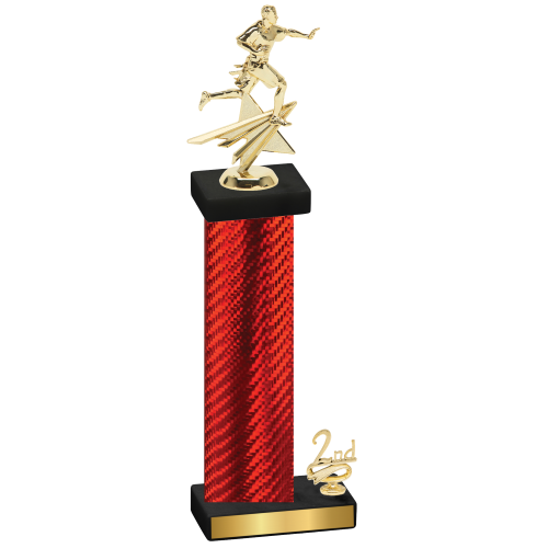 Accented Single Red Carbon Fiber Second Place Flag Football Trophy