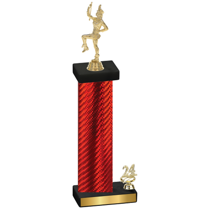 Accented Single Red Carbon Fiber Year Majorette Trophy