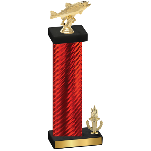 Accented Single Red Carbon Fiber Victory Fishing Trophy