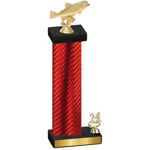 Accented Single Red Carbon Fiber Year Fishing Trophy