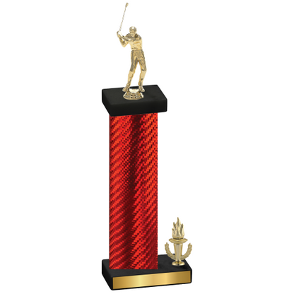 Accented Single Red Carbon Fiber Victory Golf Trophy