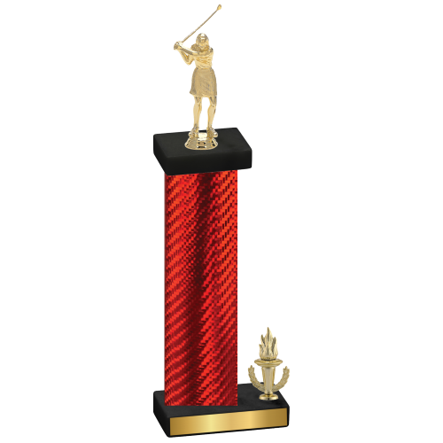 Accented Single Red Carbon Fiber Victory Golf Trophy