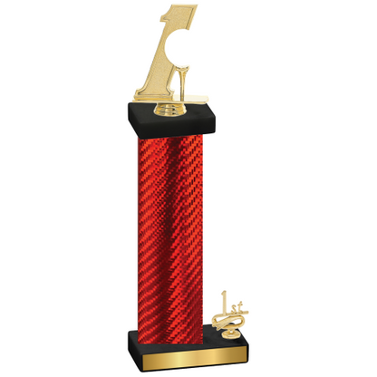 Accented Single Red Carbon Fiber First Place Golf Trophy