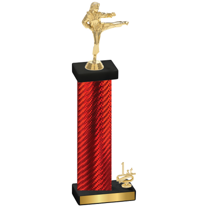 Accented Single Red Carbon Fiber First Place Karate Trophy