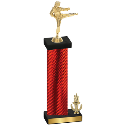 Accented Single Red Carbon Fiber Victory Karate Trophy