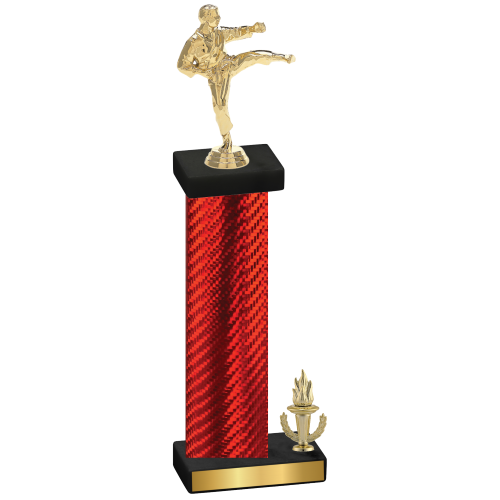 Accented Single Red Carbon Fiber Victory Karate Trophy